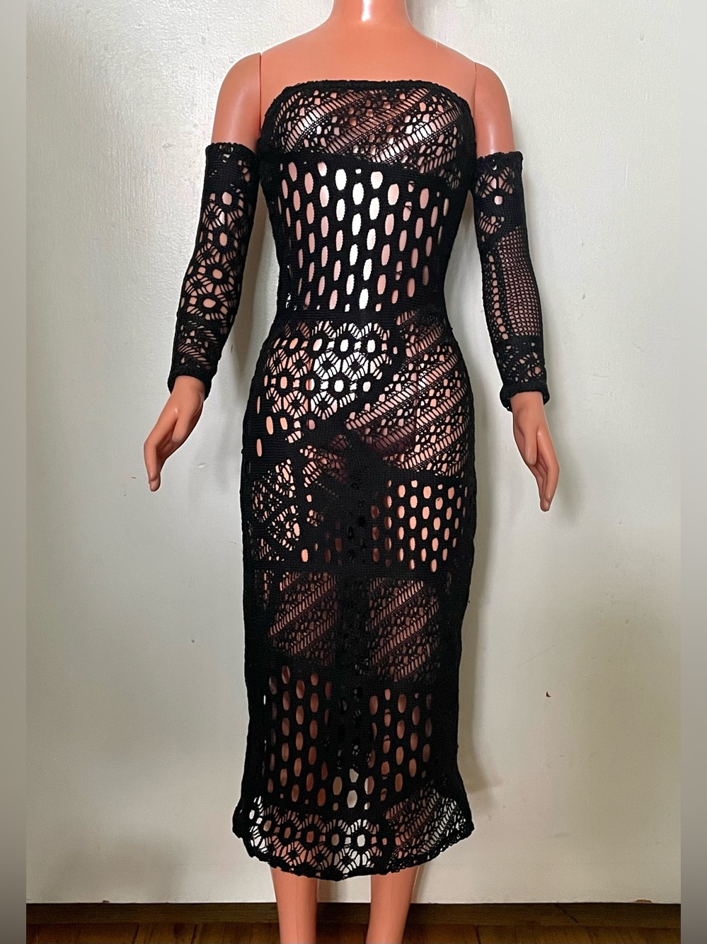 Black Lace Night Dress (Sleep Dress) for My Size Barbie Doll 36".  New. Midi
